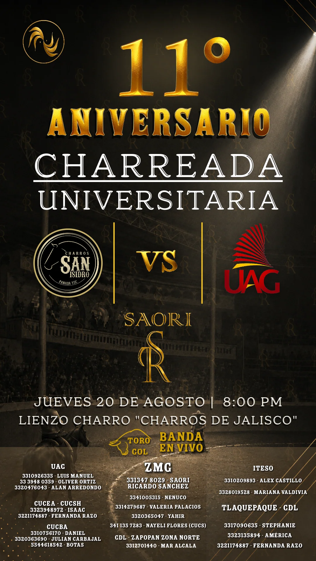 Cartel de Charreada Universitaria — Aniversario SAORI